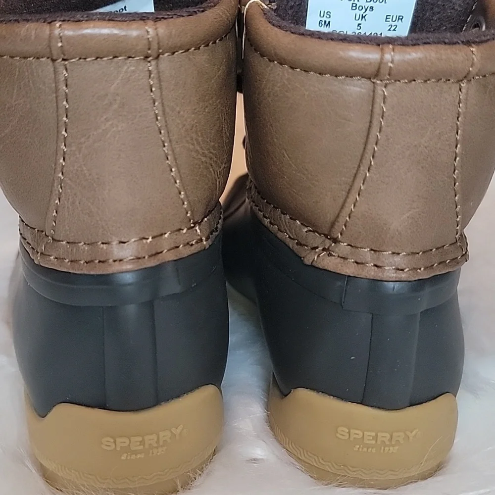 Sperry Kids' Black and Brown Rain Boots. Sz 6